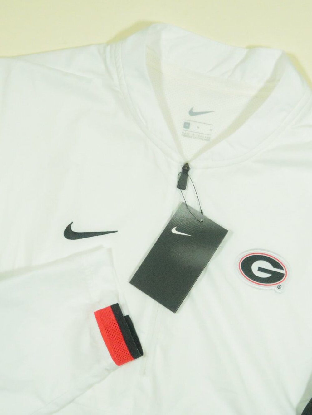 Nike Georgia Bulldogs Team Issue Quarter Zip Mens M White Black Red Trim New